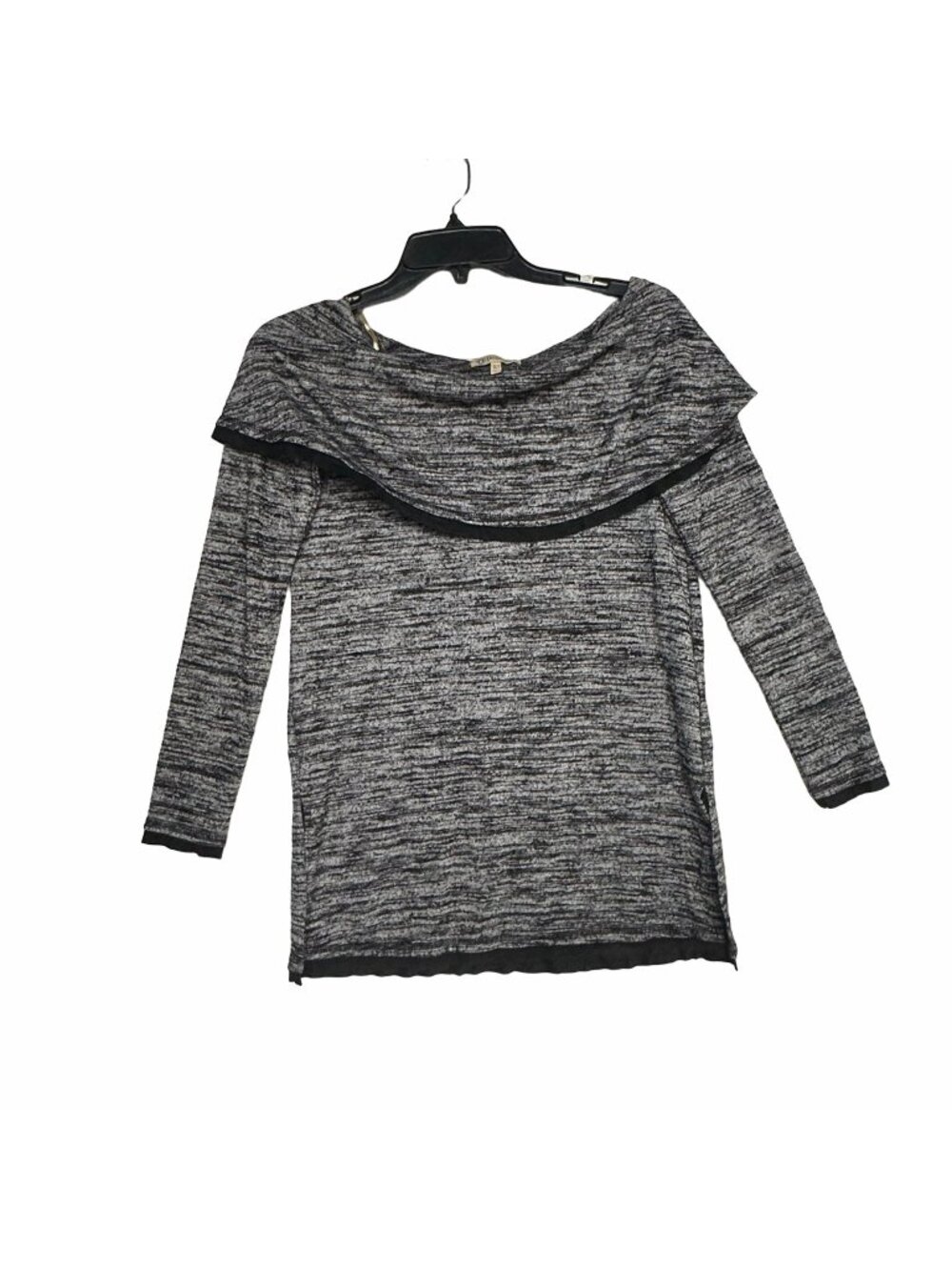 ✨Democracy XS Womens Large Cowl Neck Knit Top Tunic Gray Black Soft Comfortable✨